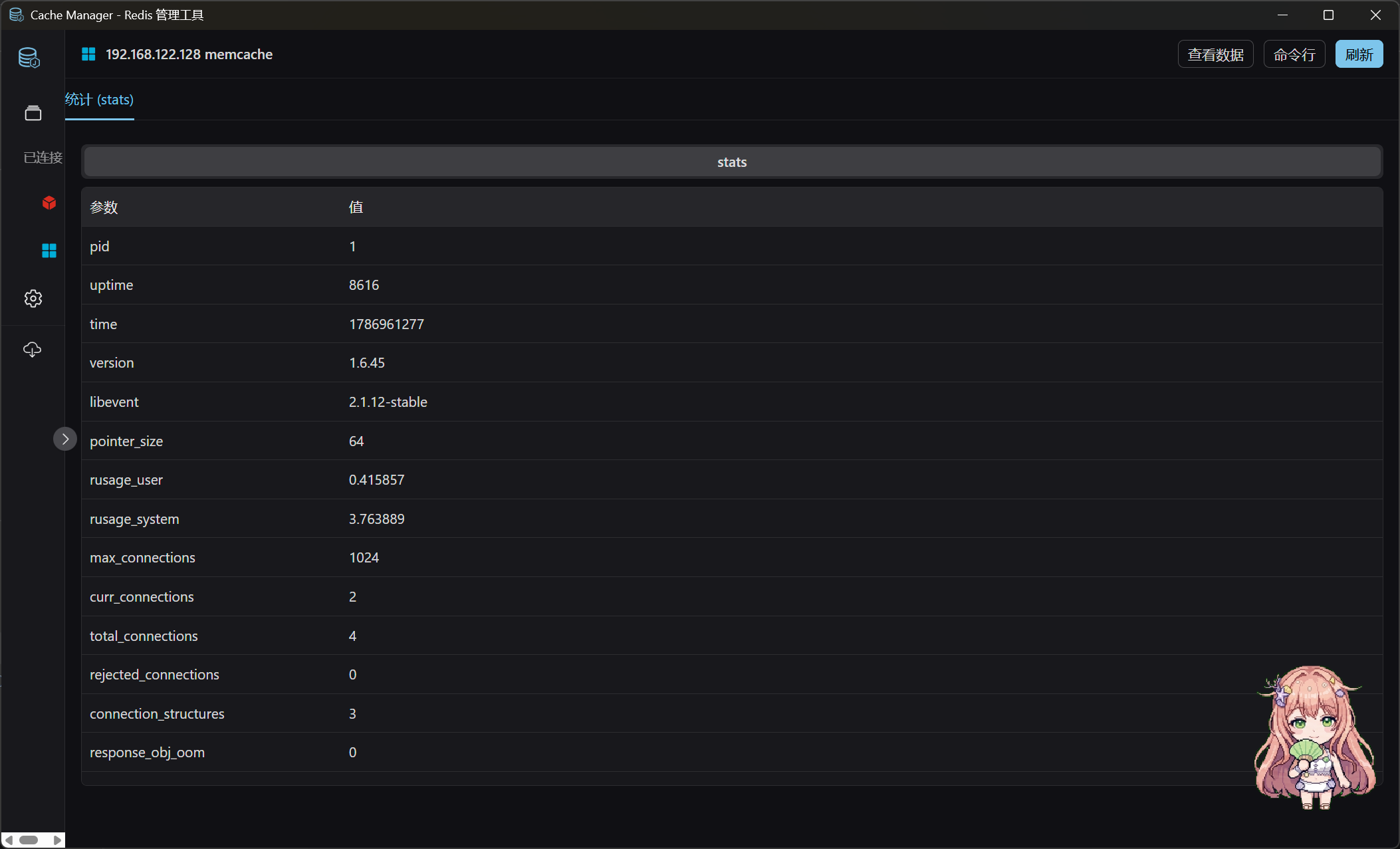 Memcached server info